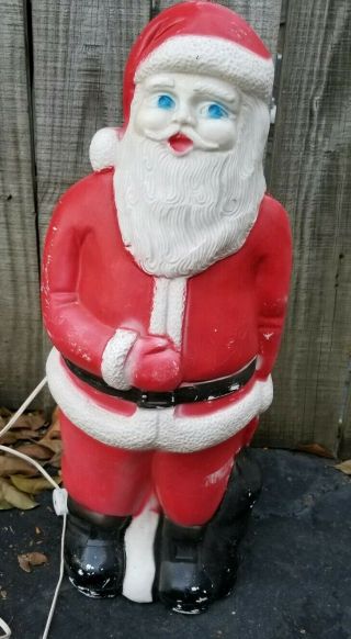 Vintage Union Products 22 " Santa Blow Mold Christmas Yard Decor Blue Eyes