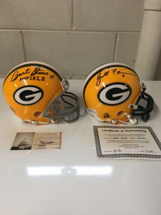 Bart Starr/brett Favre Signed Mini Helmets
