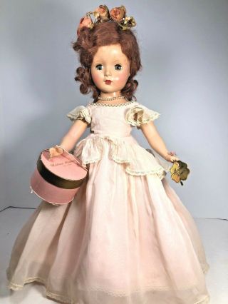 Vintage Madame Alexander 1953 14 " Hp Princess Margaret Rose Hatbox Wrist Tag