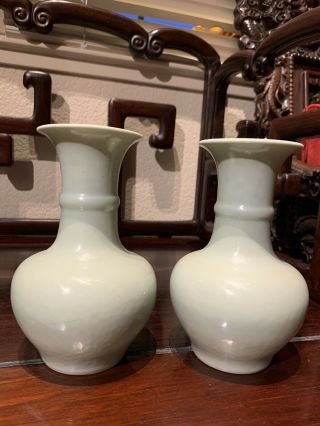 Chinese Antique Porcelain Pair Vase Qinglong Mark Qing China Asian