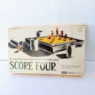 Vintage 1971 Score Four Board Game Lakeside 100 Complete 3d Tic Tac Toe