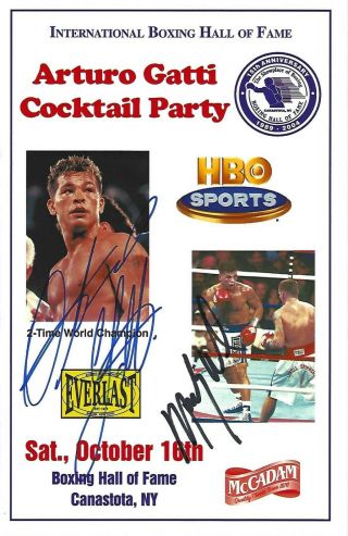 Arturo Gatti Micky Ward Dual Autographed Cocktail Party Program Jsa
