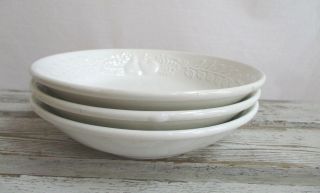 (3) Vintage Crate & Barrel 8.  25 " Embossed Pasta Bowls Cream/off White Italy