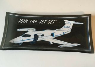 Vintage 6” Glass Ashtray " Join The Jet Set "