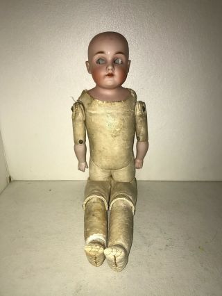 Vintage German Bisque Head Doll - Kid Leather Jointed 20 " Body