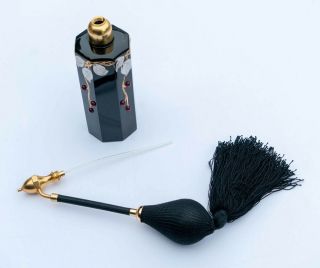 Vintage Marcel Franck Black and Gold Cologne Perfume Bottle Atomizer 2
