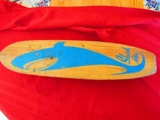 1960 Nash Shark 1 Wooden Skateboard - Sidwalk Surfboard - 22 " - Metal Wheels