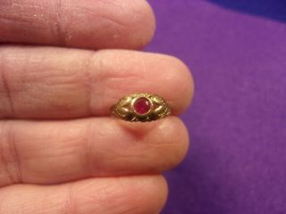 3 of 3,  VTG ANTIQUE YOUNG GIRL ' S 10K YELLOW GOLD VICTORIAN? RUBY RING 3