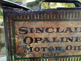 Antique 1917 Sinclair Opaline Motor Oil 1/2 Gallon Metal Can Gas Station Sign 3