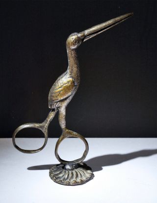 Unusual Vintage Bird Shaped Metal Stork Ribbon Threading Tool / Tweezer