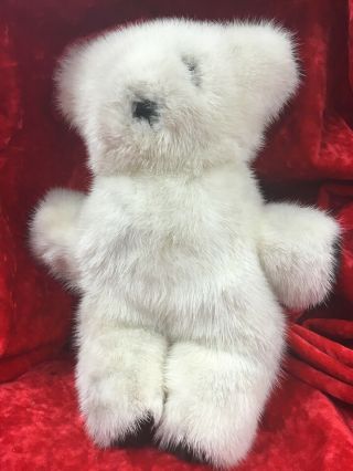 White Mink Fur Teddy Bear Vintage 11 Inches Awesome