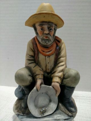 Vintage Old Man Prospector Panning Gold Ceramic Figurine Gold Rush