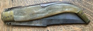 Antique Albacete Folding Spanish Navaja Knife With Horn Handle - Big