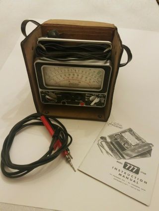 Vintage Pha Stron Amp Ohm Voltage Meter Tester Ac Dc Auto W/case Chrome