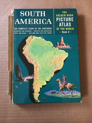Old Vtg 1960 Golden Book Picture Atlas Of The World Book 2 South America