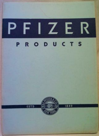 Pfizer Pharmaceutical Company Products Information Brochure 1940s Vintage
