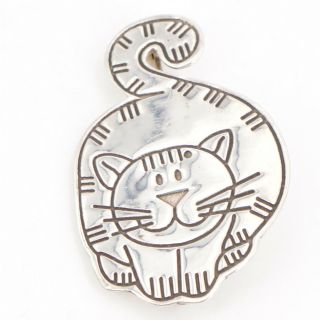 Vtg Sterling Silver - Mexico Kitty Cat Animal Solid Brooch Pin - 7g