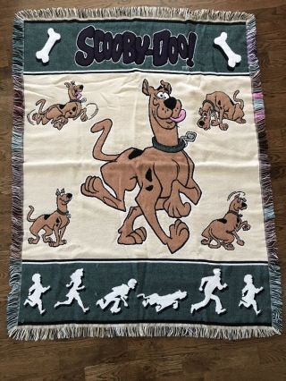 Vintage Scooby Doo Woven Tapestry Throw Blanket Fringe 59x46