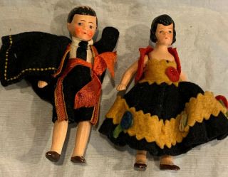 Antique 1930’s Hertwig Miniature 4 " Marked Germany Bisque Dolls Mexico
