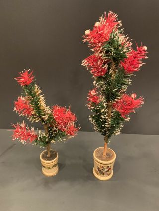 Antique Feather Christmas Trees German Stamped Early 19th Century