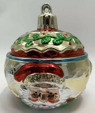 Vintage Style Eyes Metallic Ceramic Christmas Santa Globe Jar Cookie Candy