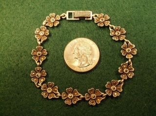 Vtg Antique? Art Nouveau? Sterling Silver & Marcasite Flower Bracelet