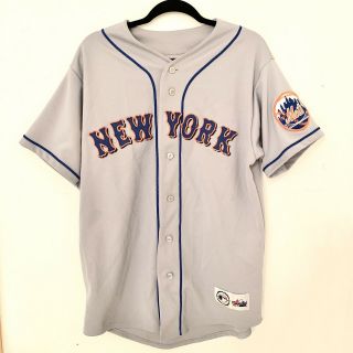 Majestic York Mets Mike Piazza Gray Mens Mlb Jersey Size L