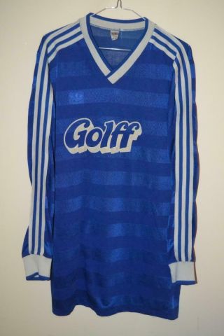 Vintage Adidas Blue & White Ls Football Shirt Large Mens - Made In West Germany
