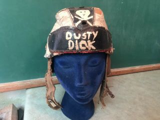 Incredible Old Antique Vtg Leather & Canvas Dusty Dick Football Helmet 1910s/20s