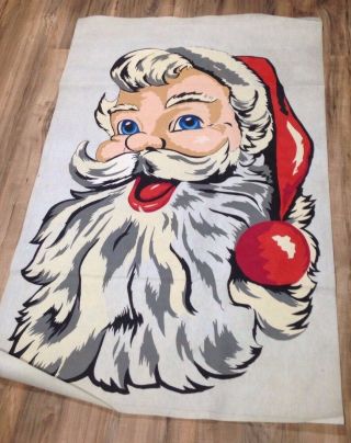 Vintage Canvas Fabric Painted Santa Clause Rn 30581 Made In Usa
