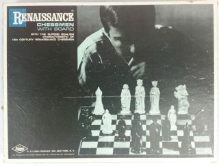 Vintage 1959 E.  S.  Lowe Renaissance Chessmen No.  831 Felted Chess Set Complete