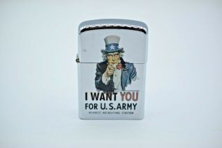 Zippo Lighter Cigarette Design I Want You For U.  S.  Army Uncle Sam Gas Vintage