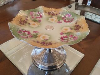 Antique Sturges Bladdon And Middleton Silver Plated And China Cake Tray