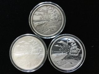 2015 Finding Silverbug Island Three 1 Oz.  999 Silver Coins Antiqued,  Proof,  Bu