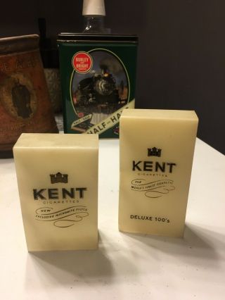 (2) Vintage Kent Cigarette Pack Case Holder Slide Out,  One Deluxe 100 & Regular