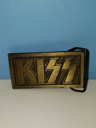 Vintage Brass Kiss Belt Buckle