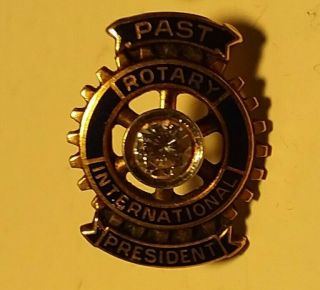 Vintage 10k Gold Enamel Diamond Rotary International Past President Pin