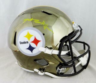 Antonio Brown Autographed Pittsburgh Steelers F/s Chrome Helmet - Jsa W Auth Y