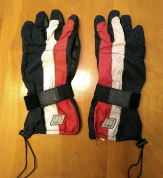 Vintage Nitro Snowboard Gloves Men L Red White Black Ski Snowmobile Faux Leather