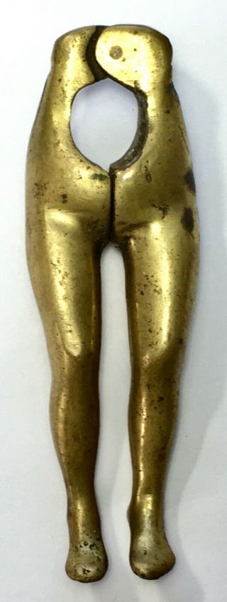 Vintage Mid Century Brass Nude Naked Lady Woman Legs Nutcracker Erotica Risqué