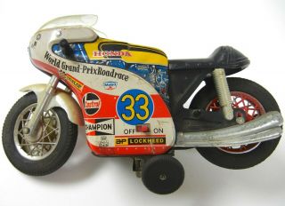 Vtg 1970 T.  P.  S Japan Honda Motorcycle Gp Road Racer B/o Tin Litho Toy Cafe Racer