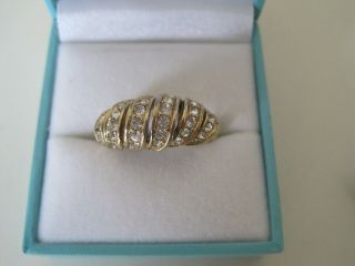 Vintage Signed A&s (attwood & Sawyer) Sparkling Crystal Gold Plated Ring