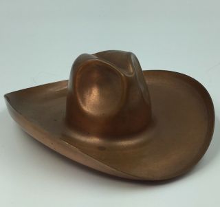 Vintage Solid Copper Cowboy Hat Ashtray Trinket Dish Made In Usa