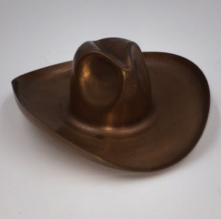 Vintage Solid Copper Cowboy Hat Ashtray Trinket Dish Made in USA 2