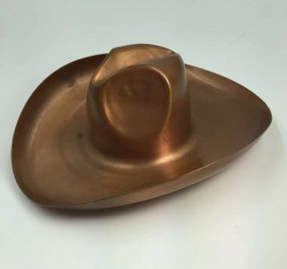 Vintage Solid Copper Cowboy Hat Ashtray Trinket Dish Made in USA 3