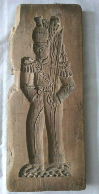 Antique Hand Carved Wooden Cookie Springerle Mold Soldier with Sword 2 Sides 2