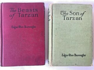 Edgar Rice Burroughs 2 Good Vintage Books Son Of Tarzan And Beasts Of Tarzan