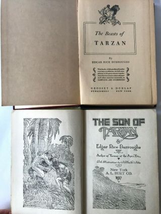 Edgar Rice Burroughs 2 good vintage books SON OF TARZAN and BEASTS OF TARZAN 3