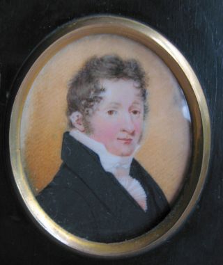 Fine Antique Georgian Miniature Portrait Painting Of Handsome Gentleman