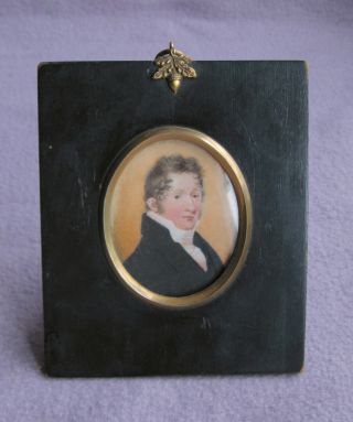 Fine Antique Georgian Miniature Portrait Painting Of Handsome Gentleman 2